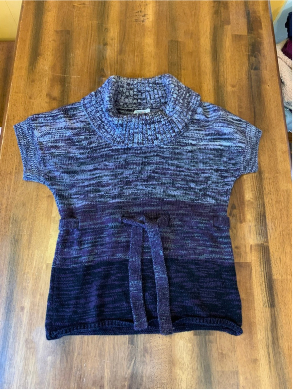 Style & co Sweater X Large Purple Stripes Short Sleeve Cowl Neck